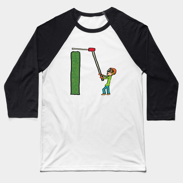 Hedge Trimming Baseball T-Shirt by Mark Ewbie